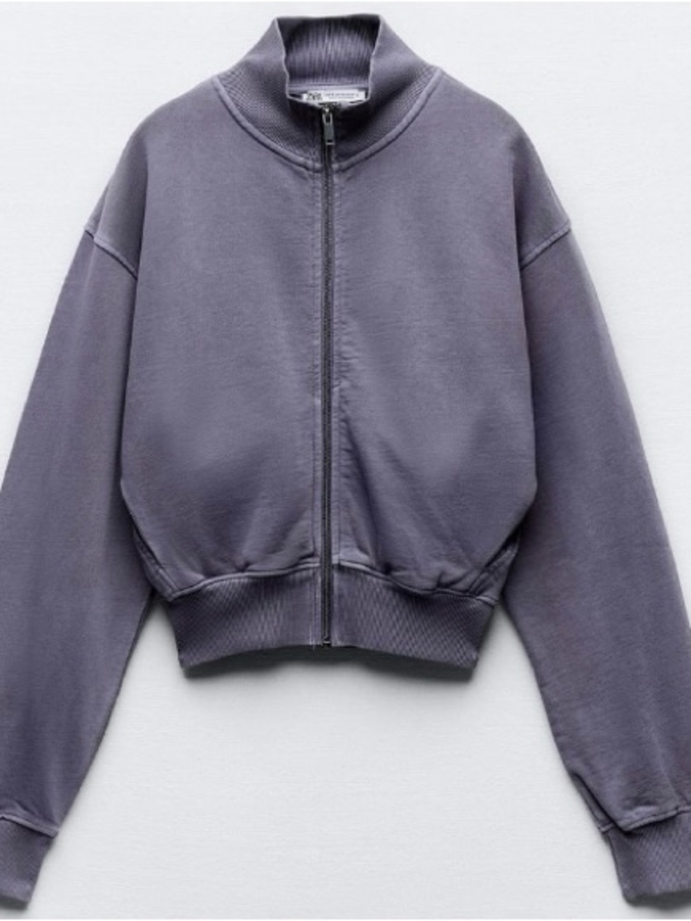 Zara- Zip-Front Sweatshirt Jacket in Dusty Purple